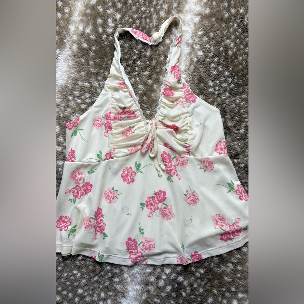 Elegant Floral Camisole - Pink and Cream